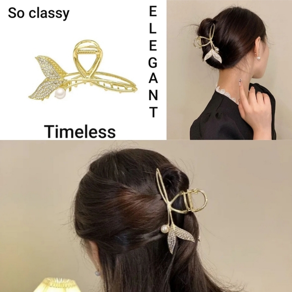 Gold Metal Crystal Studded Hair Claw